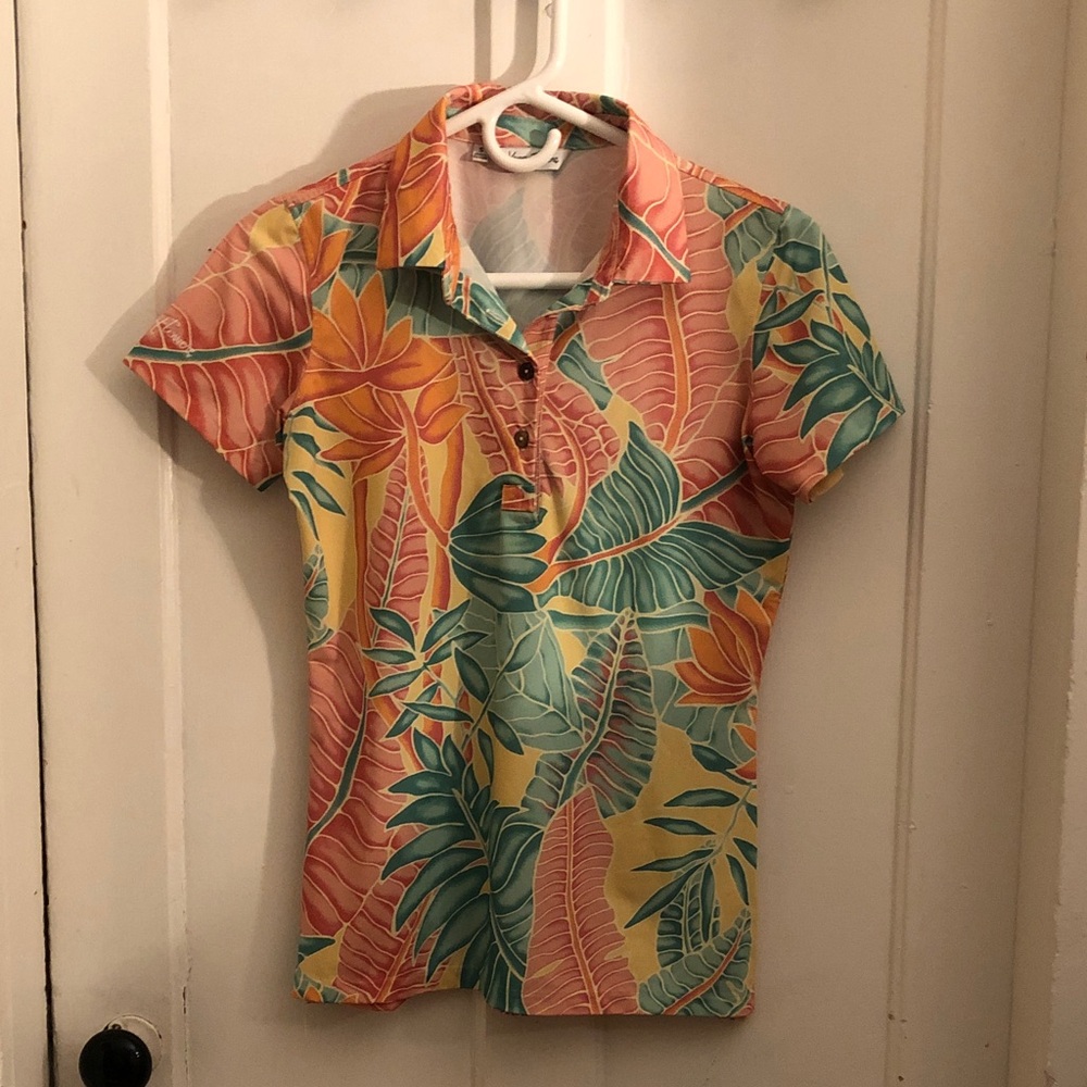 Kenny Flowers Tropical Leaf Print Polo Shirt
